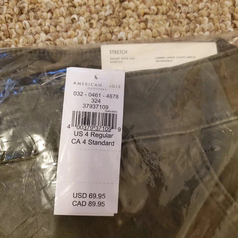 American Eagle Stretch Super High-Waisted Cargo Wide-Leg Pant, new with tags - Picture 3 of 3